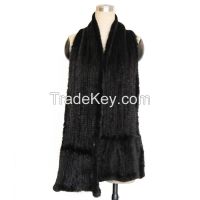 mink fur knitted long scarves