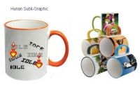 11oz sublimation color rim&handle mug