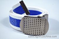 New Design Spun Polyester Belt With Military Buckle Popular Webbing Belt With Screen Printed Letter