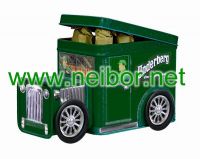 tin car box with 4 wheels tin truck box tin toy