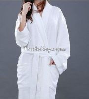 Bleached 100% Cotton Material Towelling Bathrobe