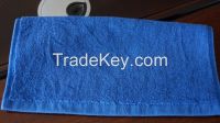 100% cottton blue sports towel with embroder
