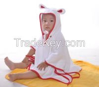 Cotton white baby hooded bath towel