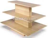 60" x 42" Tiered Display Table w/ 3 Shelves, Square - Maple