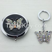 Gifts for her gifts set butterfly compact mirror with crystals for promotional gifts