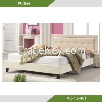 morden luxury white leather button bed XC-12-402