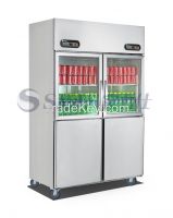 Stainless Steel Dual Temperature Freezer & Refrigerator, Glass Door, LED Light