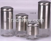 Glass Jar / Glass Canister with Stainless Steel Coating (SS1108-6)