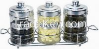 Glass Jar with Metal Stand / Coffee Canister (SS1144-2)