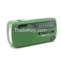 Portable Outdoor Solar Panel Dynamo Flashlight USB Charger AM/FM/SW World Band Radio Receiver