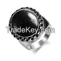 Hot Sell Fashion Black Onyx Inlaid Mens Ring