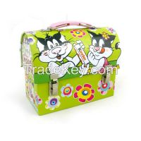 creative embossed metal lunch box with handle