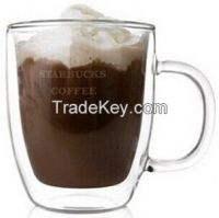 Starbucks borosilicate double wall glass cup with handle