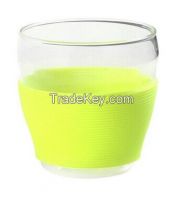 350ml heat resistant glass cup with silicone protector
