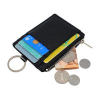 cow genuine leather card holder wallet with key chain