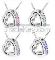 Sell Heart Pendants Sweater Chain Rhinestone Necklace