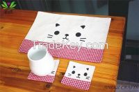 Creative Cute Cartoon Animal Plaid Signature Cotton Cup Mats Heat-proof Place Mats Table Mats spsg1008