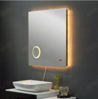 Mgonz led anti-fog bathroom mirror with time display and magnifier