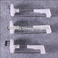 Supermarket Hanging display hook, locking security hook for slatwall, sliding hook lock