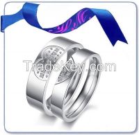 finger white gold broken heart couple ring