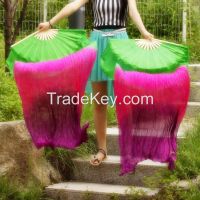 Belly dance Chinese fan veil 100% real silk pair more than 30 colors