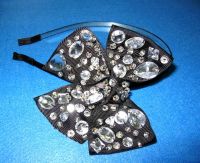 Fancy headband of crystal beaded large ribbon