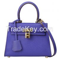 2014 new women genuine leather shoulder bags , leather tote bags blue color