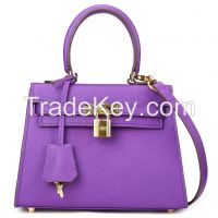 2014 new women genuine leather shoulder bags , leather tote bags purple color