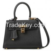 2014 new women genuine leather shoulder bags , leather tote bags black color