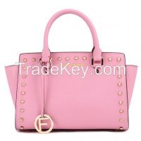 2014 women shoulder bags , women tote handbags leather, women leather top handle bags sakura pink