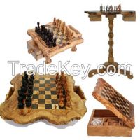 Olive wood chess set boards