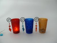 Sell glass candle holder with metal tealight holder