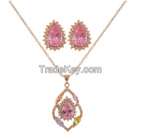 2014 Luxury Floral Jewelry Set for Women, Made of AAA Zircon and 18K Gold-plated Copper