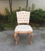French style solid wood base button back and seat armrest chair