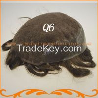 New arrival 100% India hair Q6 base stock men toupee free shipping