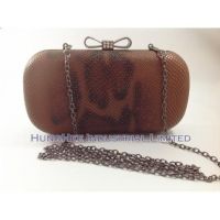 Dark Brown Faux Python Skin Leather Hard Case Evening Clutch Party Handbag Evening Bags HH-P1296