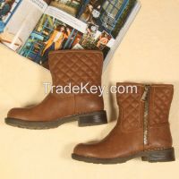Quilted European style new winter plus velvet boots low-heeled boots in tube