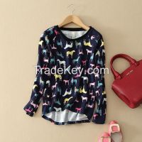 New spring&winter women's sweaters cartoon printed pullovers roses pony crew neck long sleeve knitted sweater women's wholesale