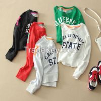 2014 autumn paragraph letters printed cotton short section of loose cotton Sweatshirts Circle