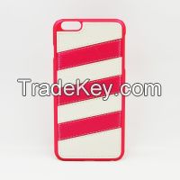 concave convex feeling stripe leather and PC cover for iphone 6