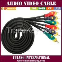 Black 3RCA to 3RCA Audio & Video cable with RGB Fish-eye Plugs