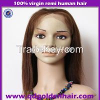 Golden Hair 5A High Quality 100% Natural Remy Brazilian Hair Full Lace Wig