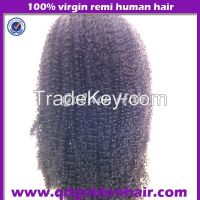 100% High Quality Virgin Remi Human Hair Kinky Curly Full Lace Afro Wigs For Black Women