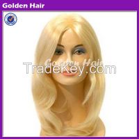 Golden Hair High Quality Virgin Remy Human Hair Mono Wig, Mono Top Wig, Monofilament Wig