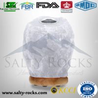 Sell White Aroma Therapy Salt Lamp with Neem Wood Base, Bulb, Lavender oil and Dimmer switch