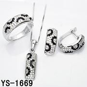 Hot Sale Sterling Silver Black and White Rhodium Plated Jewelry Set