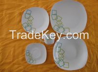 20 pcs white porcelain square dinnerware sets with decal