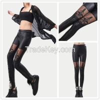 punk faux leather leggings lace leggings sexy tights women fashion leggings wholesale retail