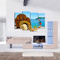 Custom Canvas Prints, Beach Seascape Times, Chair with Cocktail, 4 panels a set, Ready to Hang onto Wall