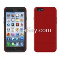 Plastic + Silicone Cell Phone Cases for iphone 6/plus, Can Put Your Bank Card In